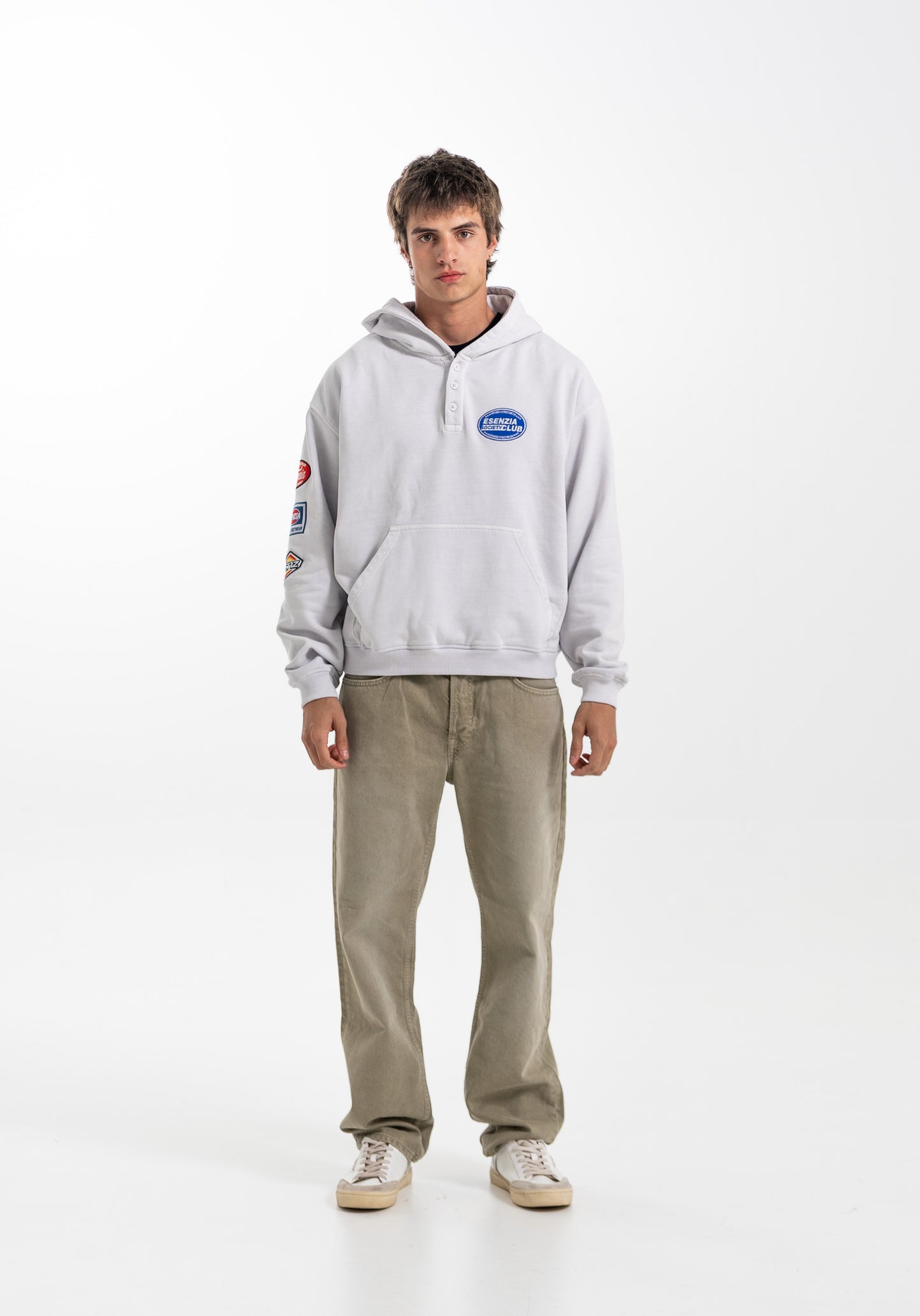 GREY BUTTONS HOODIE