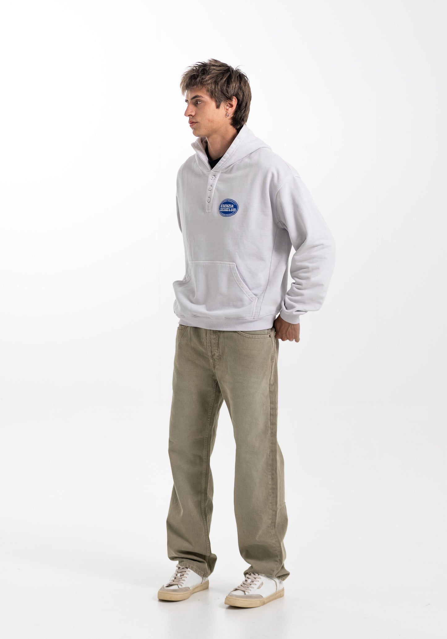 GREY BUTTONS HOODIE