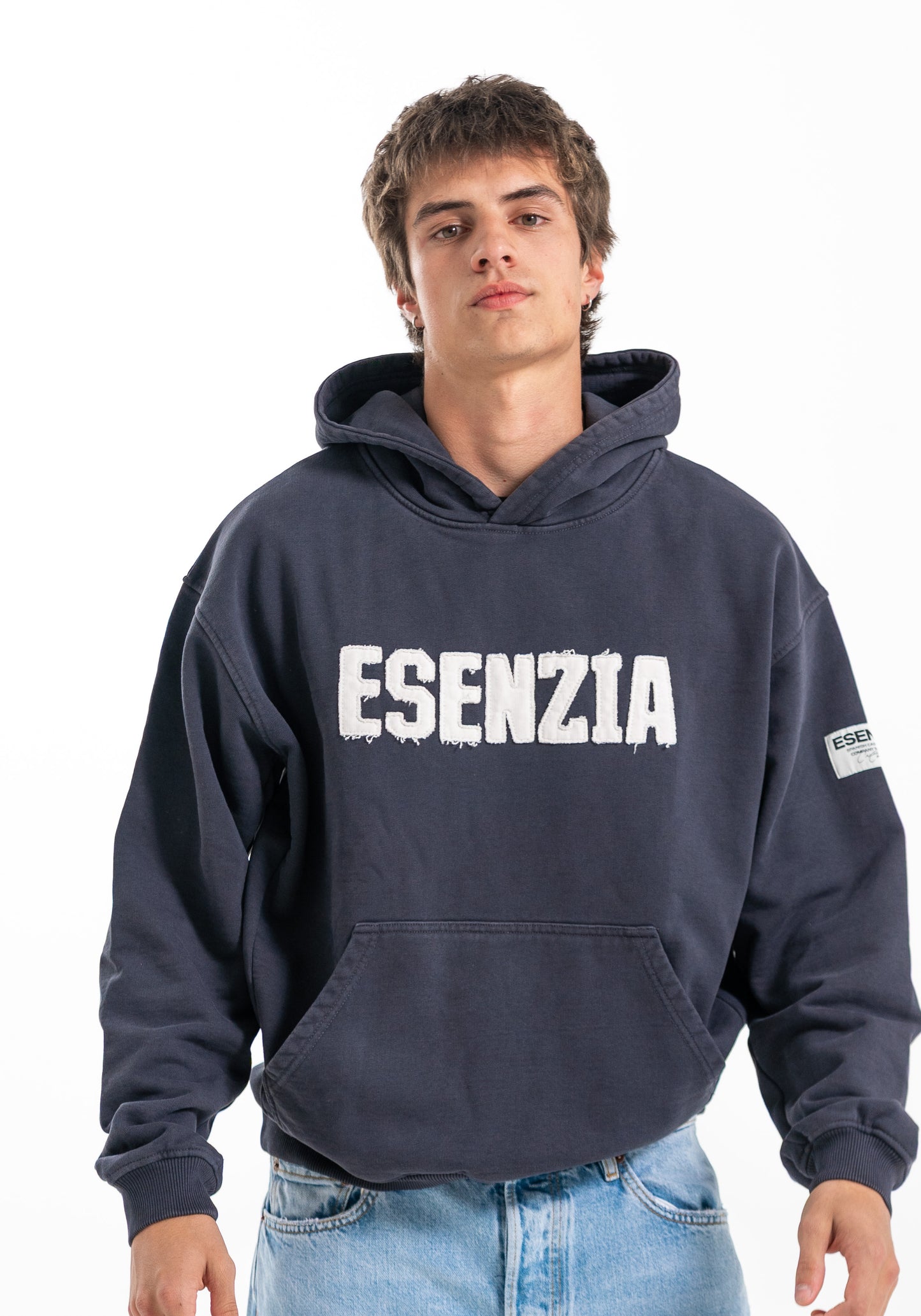 BLACK CHEST HOODIE
