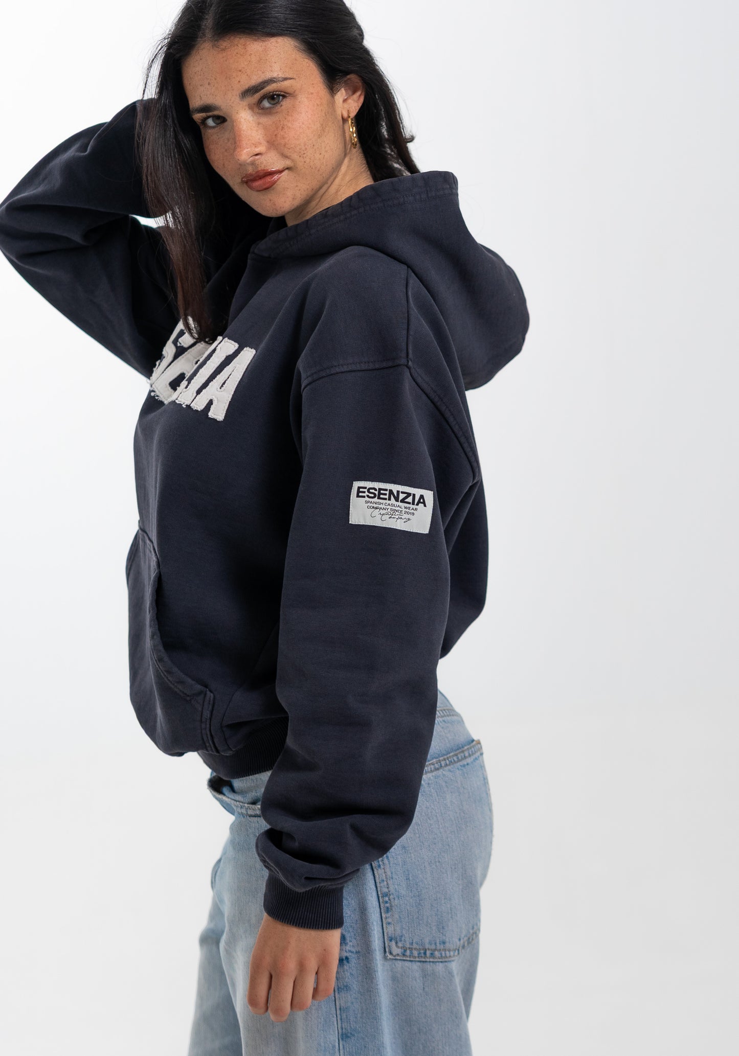 BLACK CHEST HOODIE