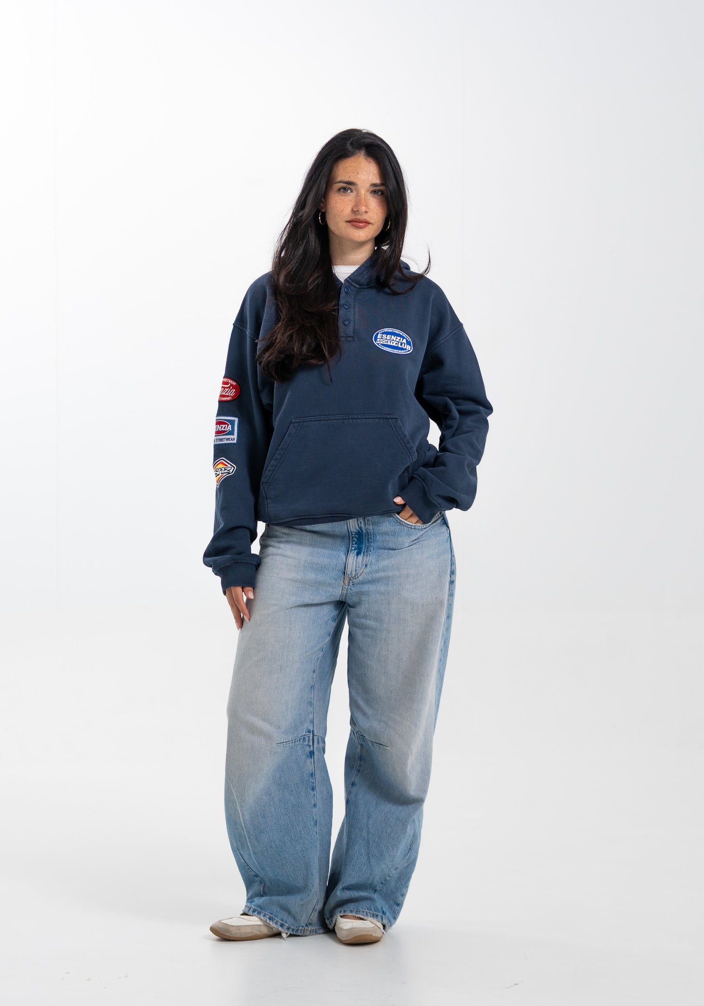 BLUE BUTTONS HOODIE
