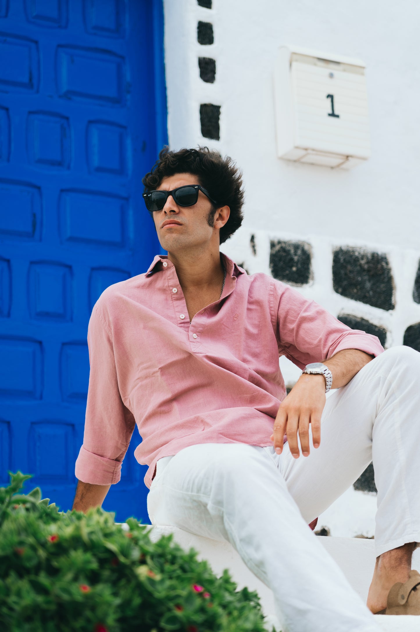 WASHED ROSE LINEN REGULAR POLO SHIRT