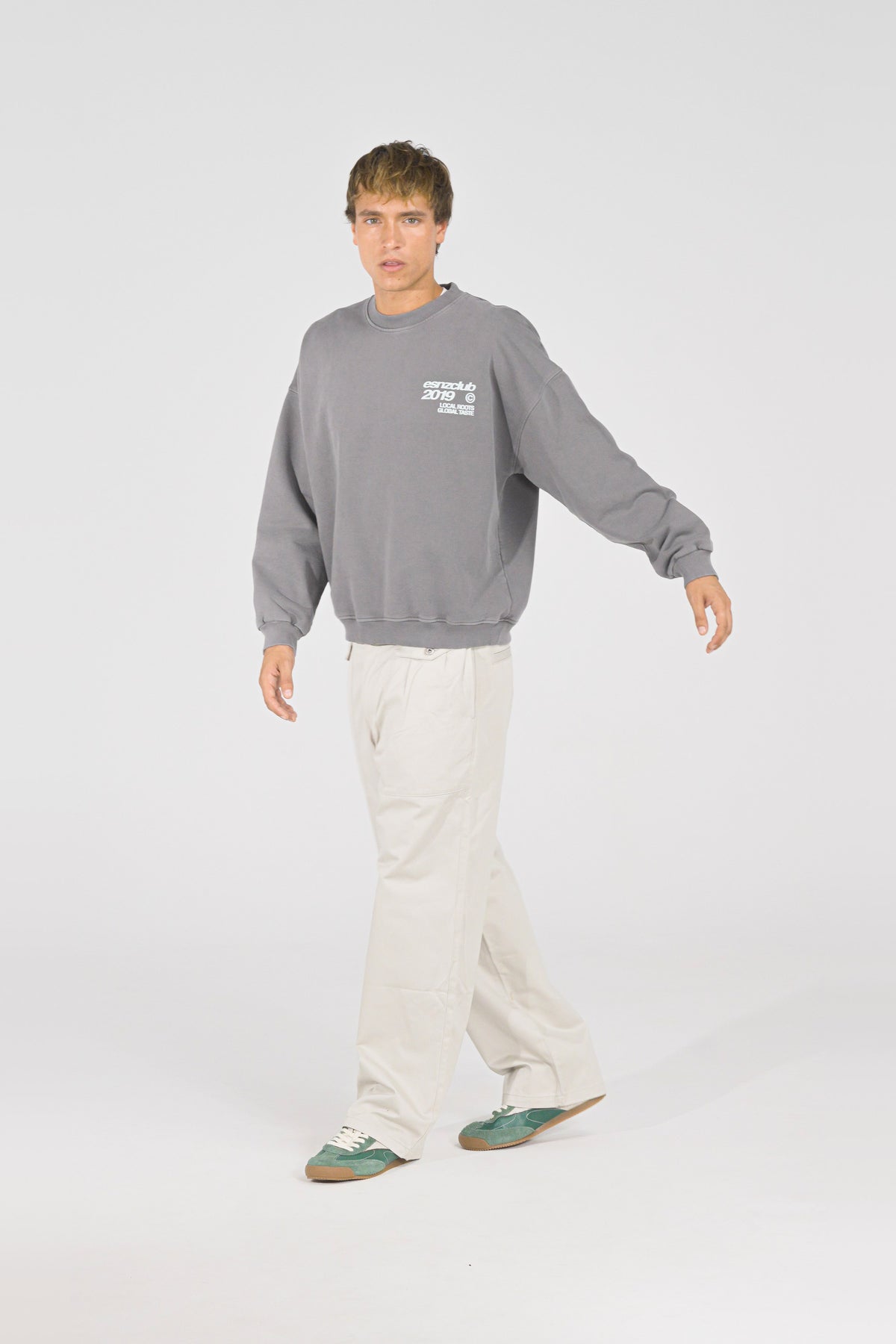 Steel Native Crewneck — on model