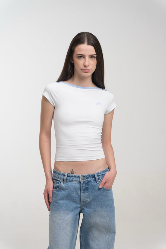 WHITE RINGER TEE